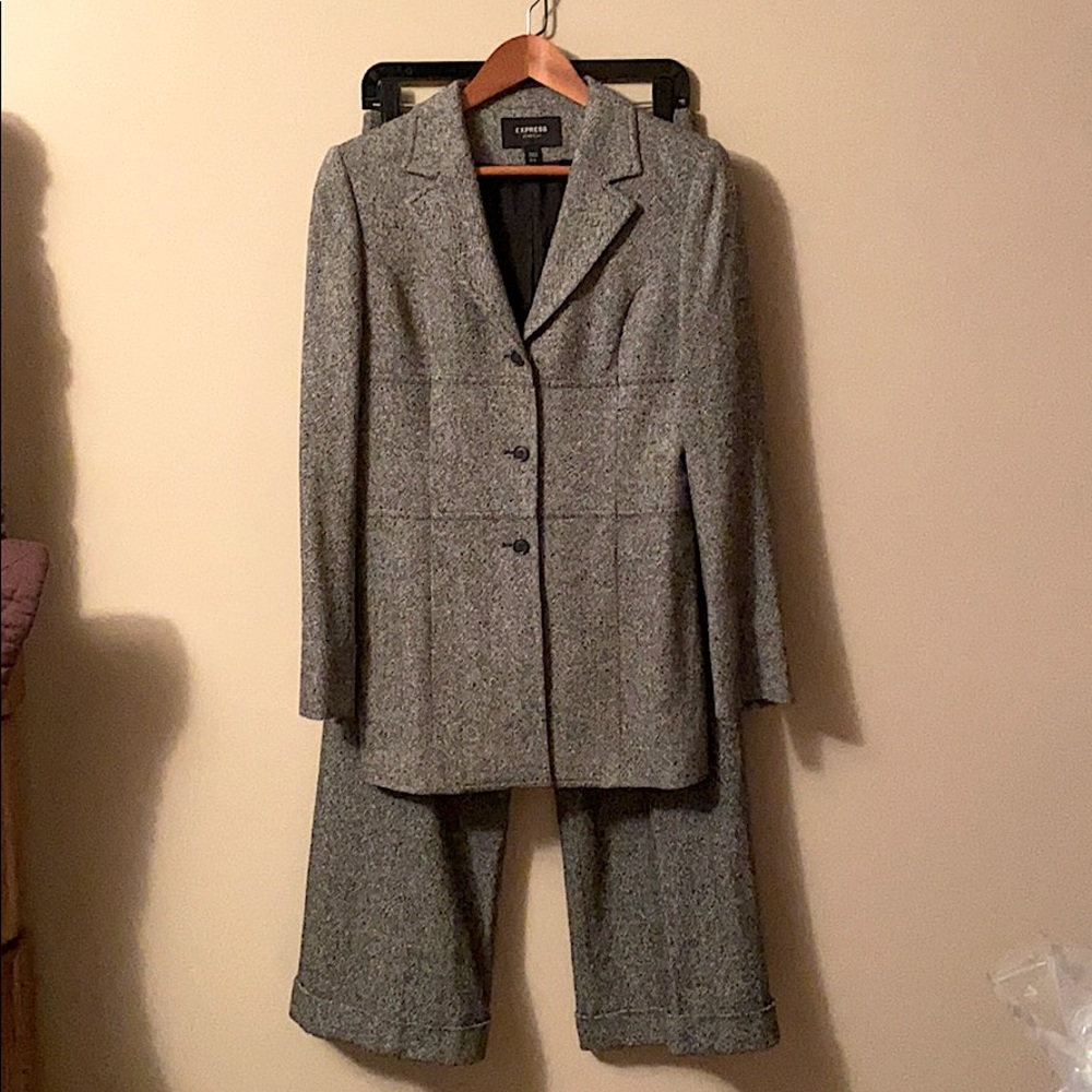 Express Stretch Twill Pants Suit Wide Leg
